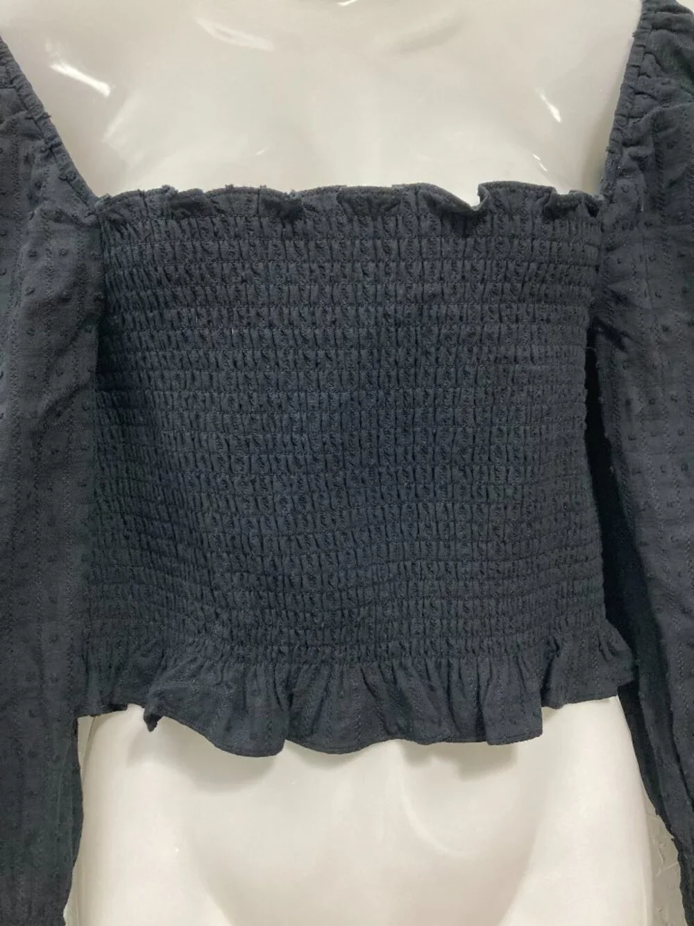 HILL HOUSE The Grace Nap Top Peplum Smock Puff Long-Sleeved Black Renaissance M